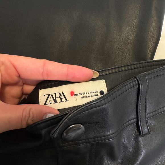 Zara The Marine Straight Leg Faux Leather Trousers - Picture 5 of 10